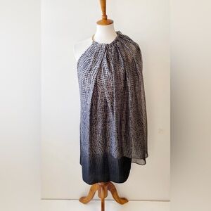 NEW HALSTON HERITAGE Halter Gray & Black Wave Ombre Chiffon Cape Dress Size 8
